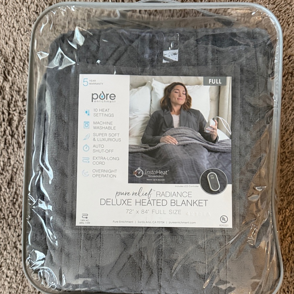 Pure Enrichment Radiance Deluxe Heated Blanket - Charcoal